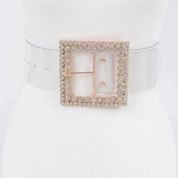 Multi Rhinestone Buckle Clear Plus Size Belt - Picture 1 of 6